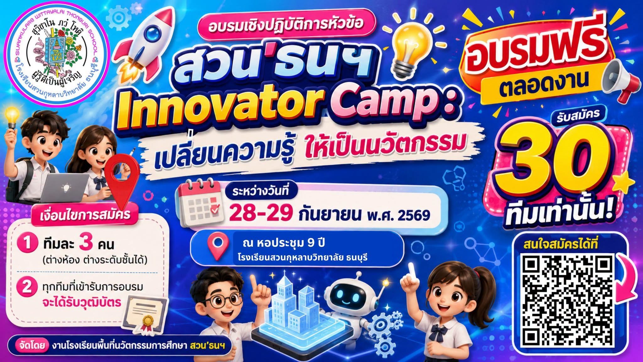 รับสมัคร ...อบรมเชิงปฏิบัติการ “สวน’ธนฯ Innovator Camp : เปลี่ยนความรู้ ให้เป็นนวัตกรรม”
